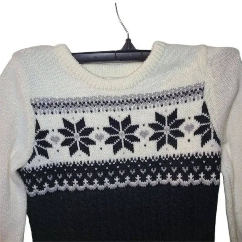 Gymboree Joyful Holiday Fair Isle Sweater Dress Black White Size 6 Years Girls C